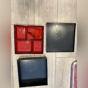 Traditional Black & Red Bento Box. 9 1/2” Square. Very Good Used Condition
